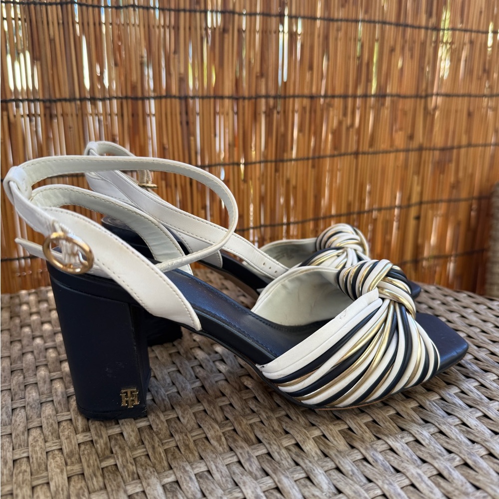 Tommy Hilfiger Black and Cream Strappy Heels